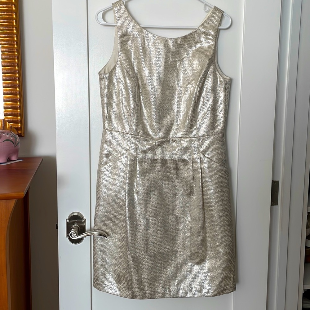 NWOT Dalia metallic gold/silver cocktail dress